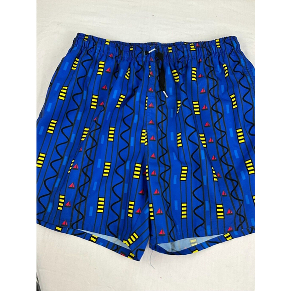 Men’s Dolfin Sailboat Print Swim Trunks Size XL Blue Elastic Waist Swimwear - Picture 1 of 4